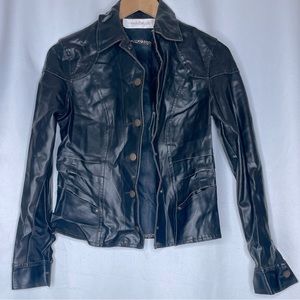 Paris Blue Faux Leather Jacket